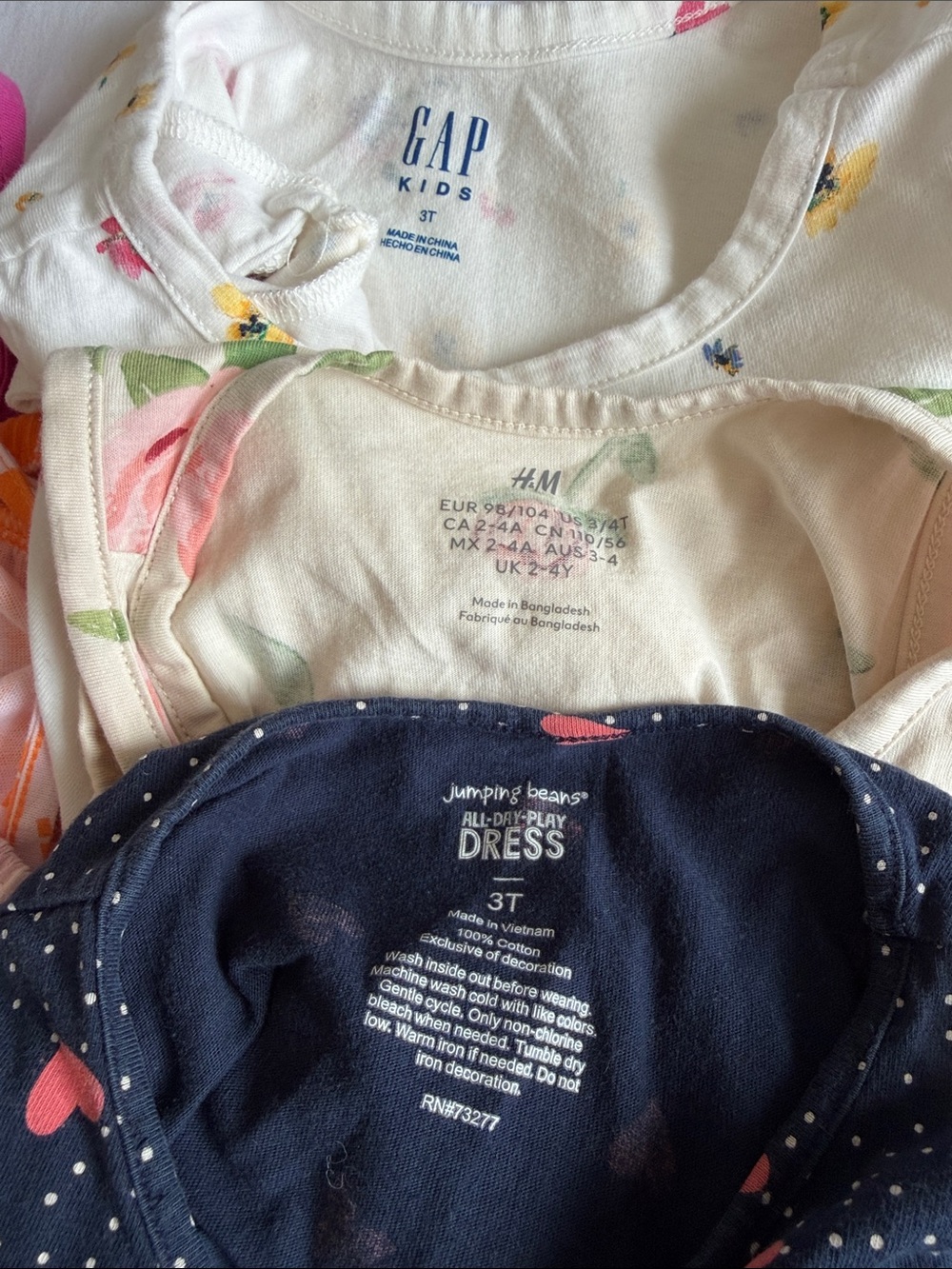 GAP Girls Mixed Colors Dress Lot - Orange, Pink, Navy, Cream, White size 3T - Picture 8 of 9